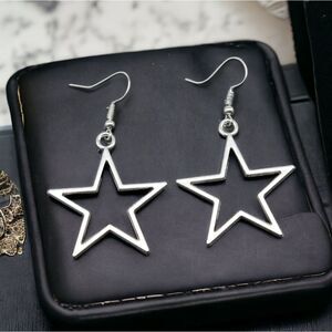 Star Earrings Dallas Cowboys NFL Fan Dangle Cut-Out Silver Shaped Jewelry Cosmic